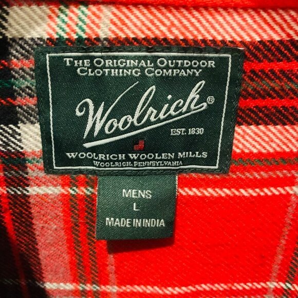 Vintage Woolrich Flannel Men's Thick Work Shirt Size Large Heavy Chamois Work - Picture 5 of 10
